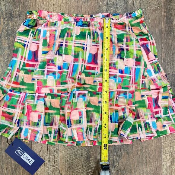 NWT 40 Lime Forty Lime Aces Skirt Pleated Tennis Skort Multicolor Pink Green XXS - Picture 6 of 7